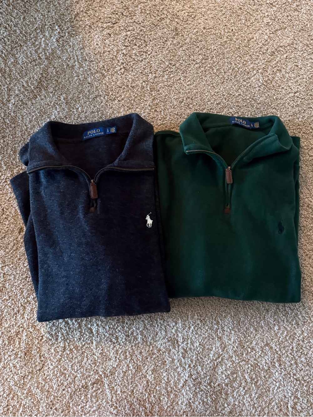 2 Polo by Ralph Lauren Men’s Quarter-Zip Sweaters - Gray & Green